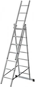 Лестница трехсекционная алюминиевая, 3 х 7 ступеней, H=202/316/426 см, вес 9,16 кг FIT